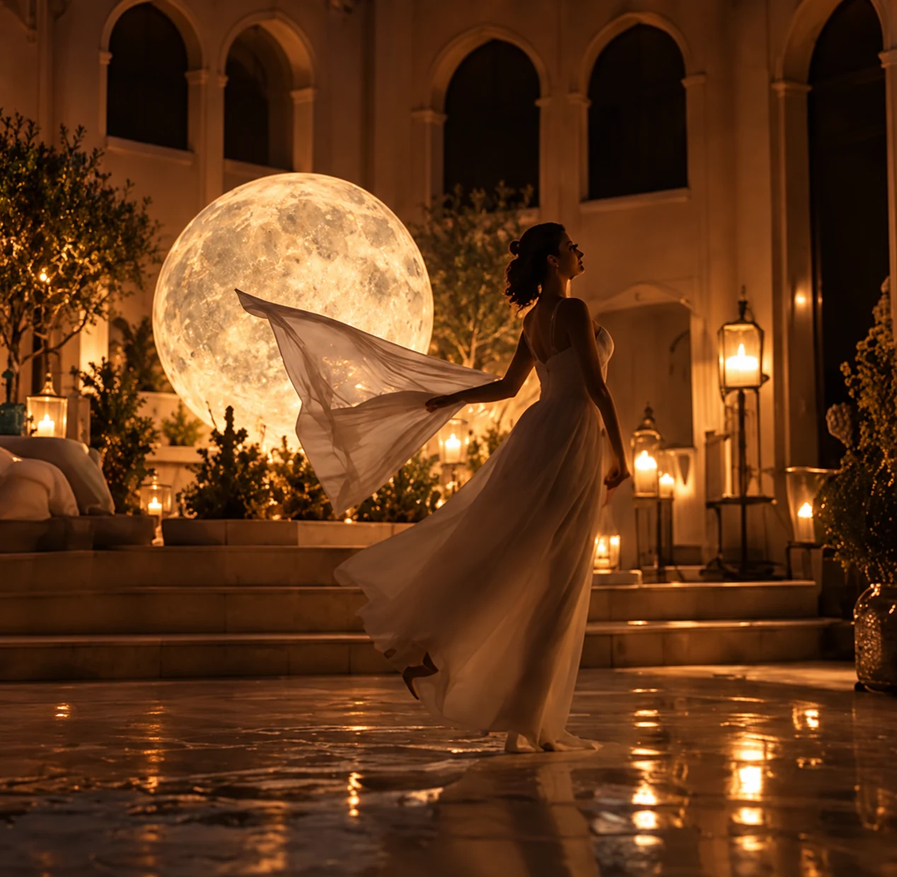 Instalación lunar como protagonista de un evento elegante